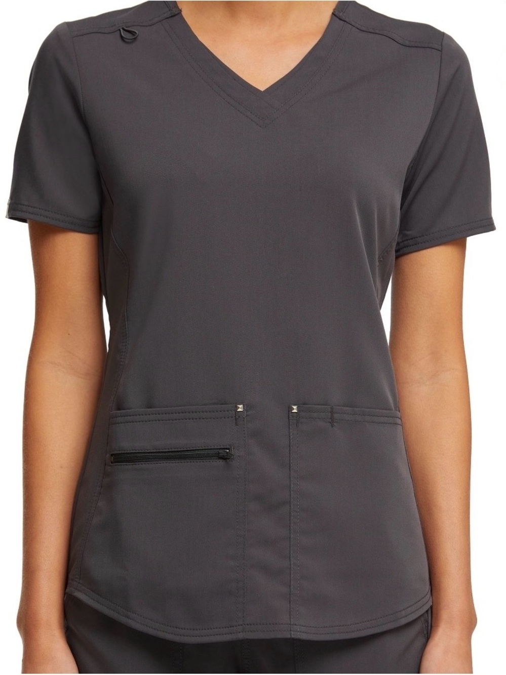 New w/ Tags Scrubstar Ultimate Stretch Scrub Top Women Medium Pewter Gray V-Neck